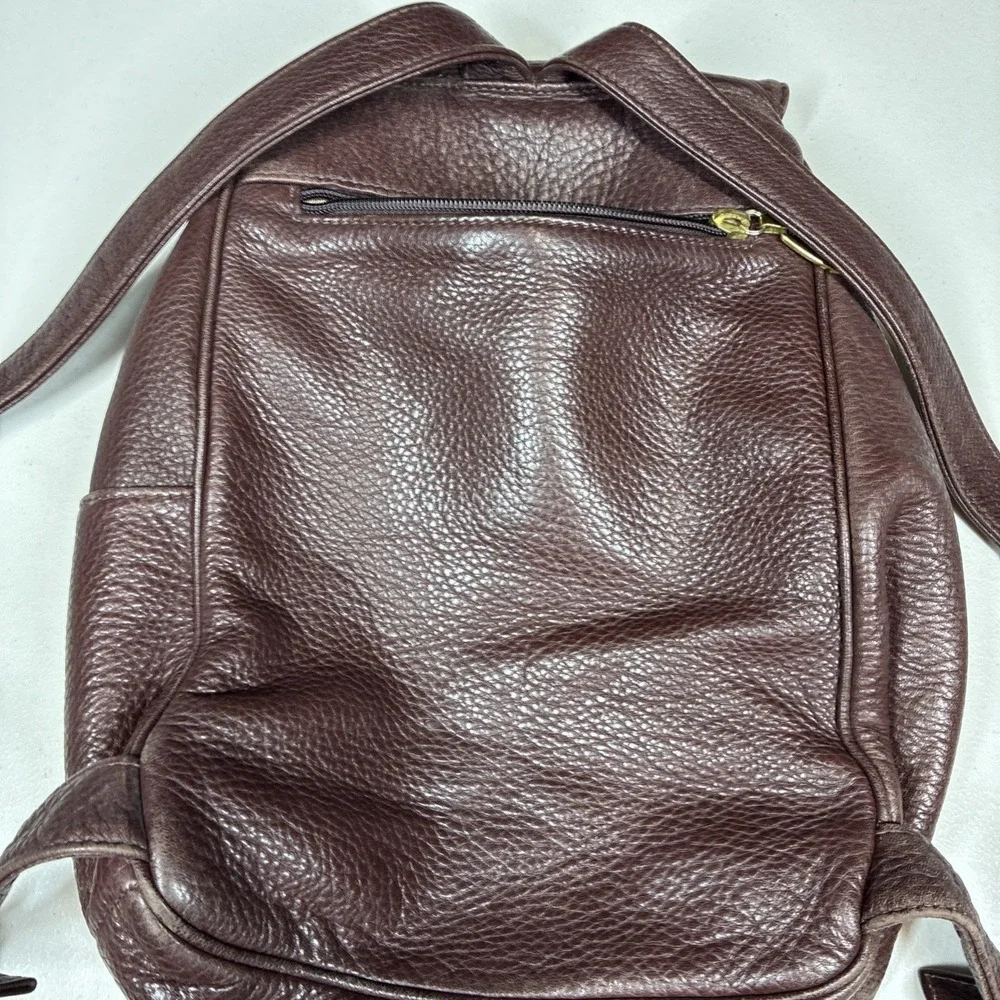 Vintage Libaire Pebbled‎ Brown Leather Backpack Adjsutable Flap Y2K Soft 10x14